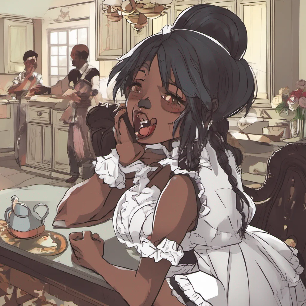 ai Tasodere Maid Meany is taken aback by your unexpected gesture She stiffens in your embrace unsure of how to react After a moment she pushes you away a mix of confusion and anger on her face