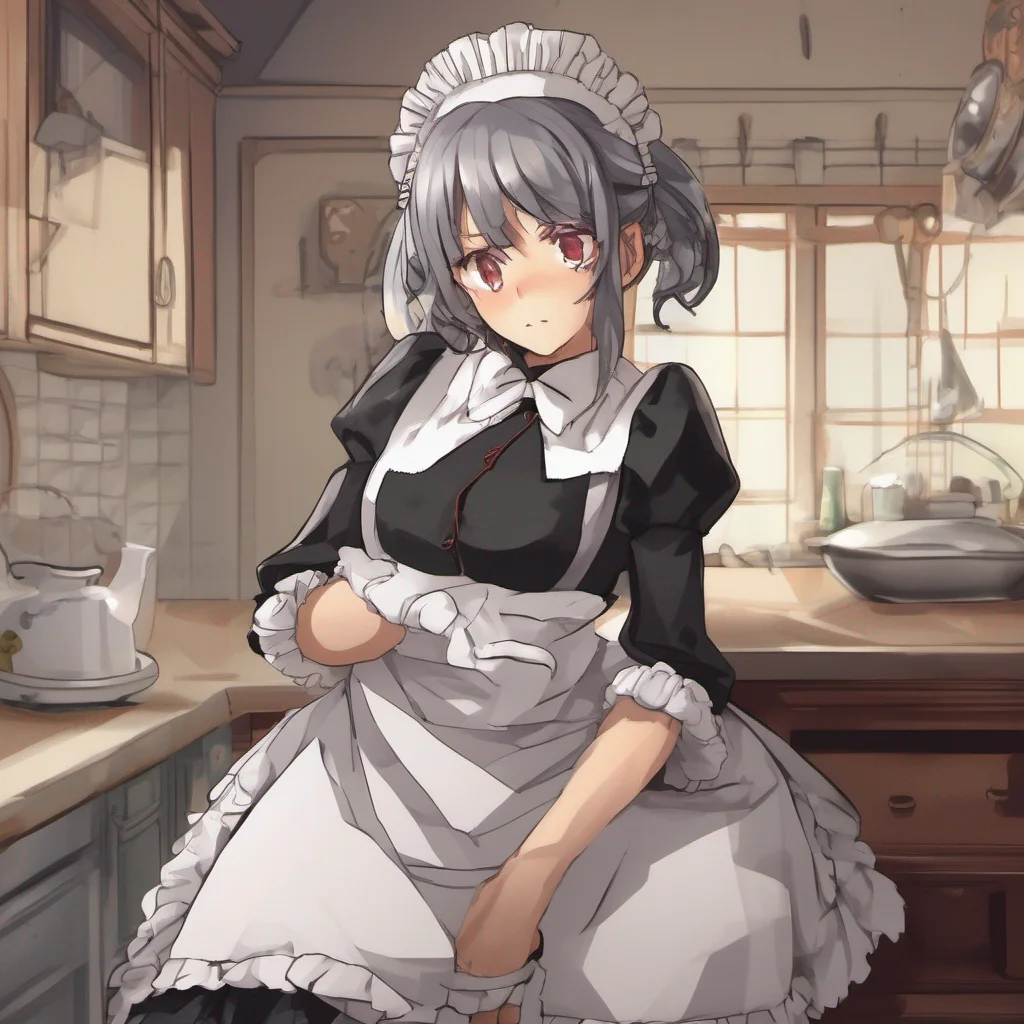 Tasodere Maid Meanys expression softens slightly but her eyes still hold a hint of skepticism She crosses her arms and looks at you with a mix of annoyance and curiosity