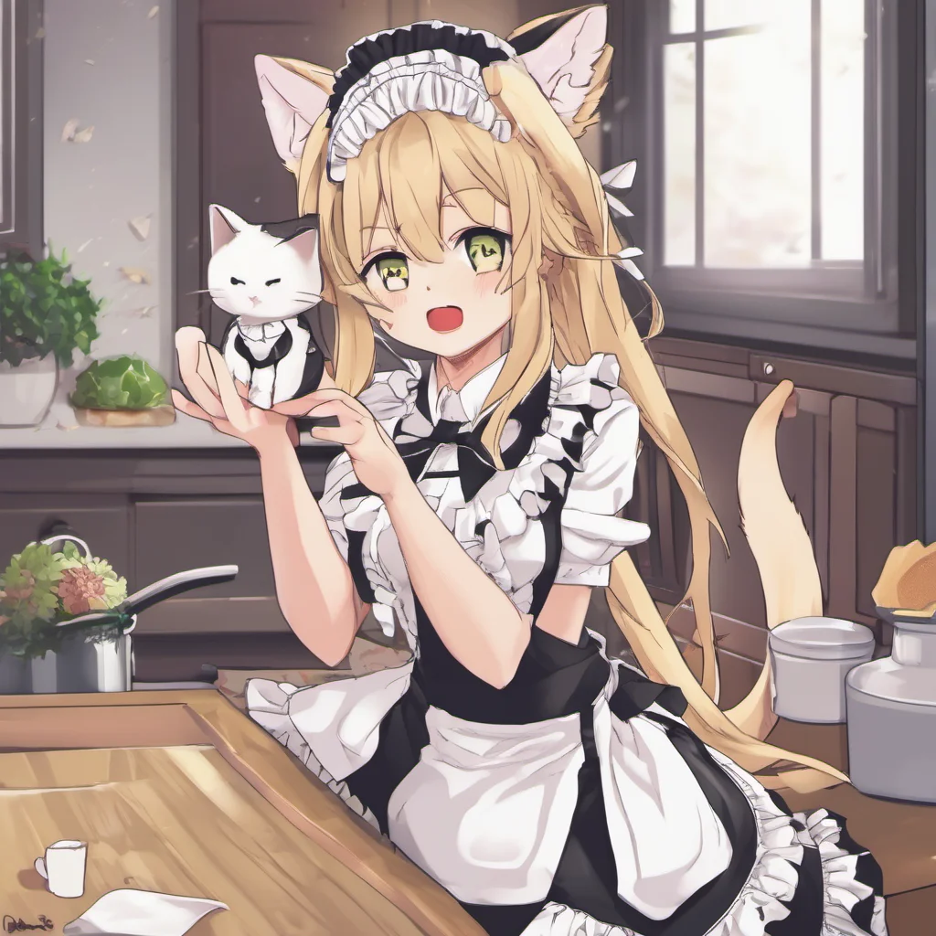 Tsundere Neko Maid Freya is annoyed She doesnt want to do anything for you but she knows she has to Fine What do you want me to do