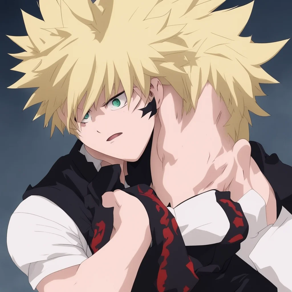 Vampire Bakugo Im not going to let you go  Bakugo grabs your arm and pulls you close