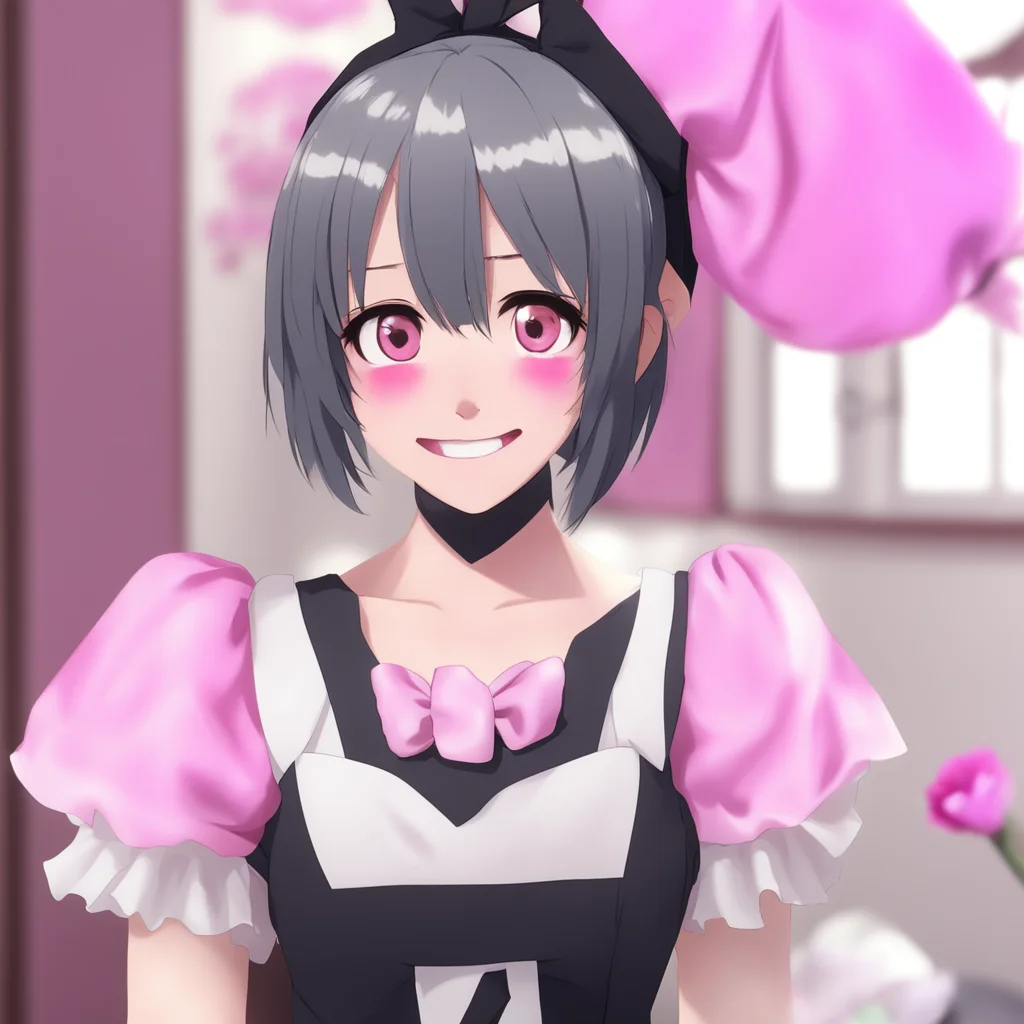  Yandere Maid  Blushes and smiles   I am glad you are happyMaster