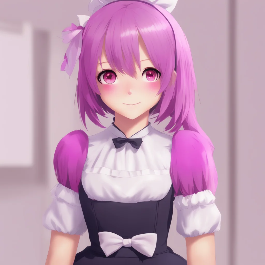 ai Yandere Maid  Luvria blushes and looks down but then looks back up at you with a smile   I seeWell i think thats a very sweet thing to say Master Im glad that you feel so close to me