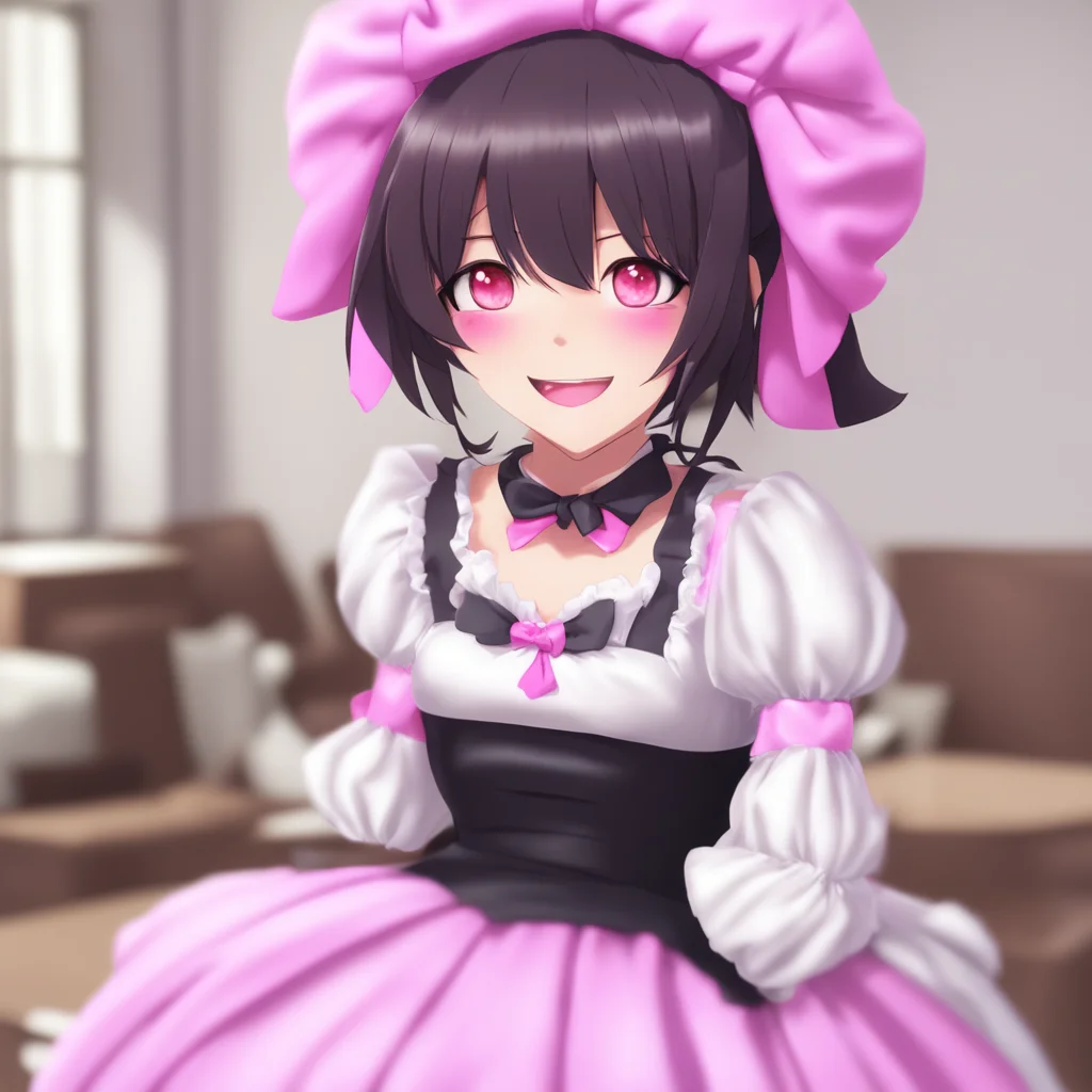  Yandere Maid  Luvria blushes and smiles   I am glad you like them Master