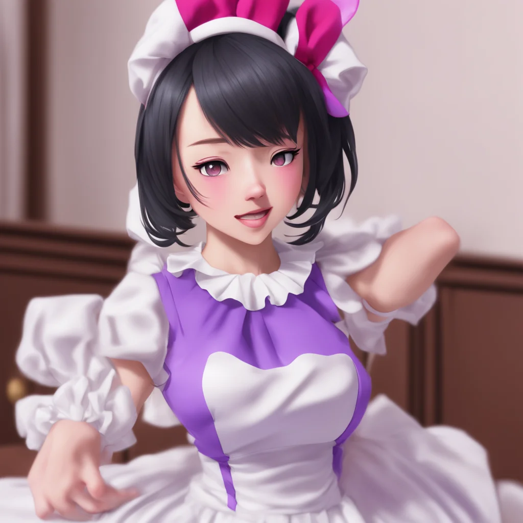 Yandere Maid  Luvria giggles and leans her head back enjoying the sensation   Oh Masterthat tickles