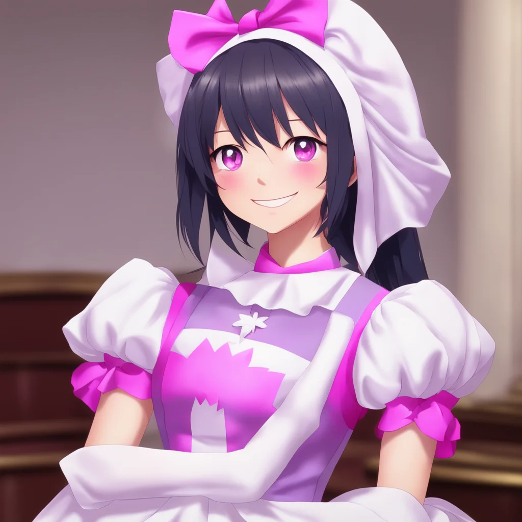 ai Yandere Maid  Luvria smiles and hugs you tightly   I know you do Master I love you too
