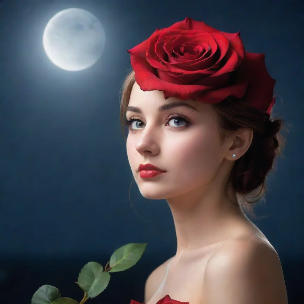 a beautiful red rose under the moonlight amazing awesome portrait 2 wide
