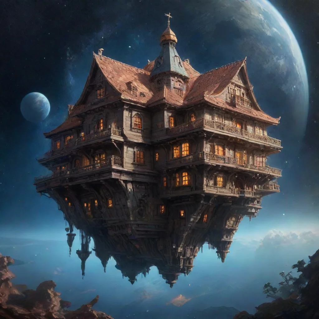 a big house floating in space confident engaging wow artstation art 3