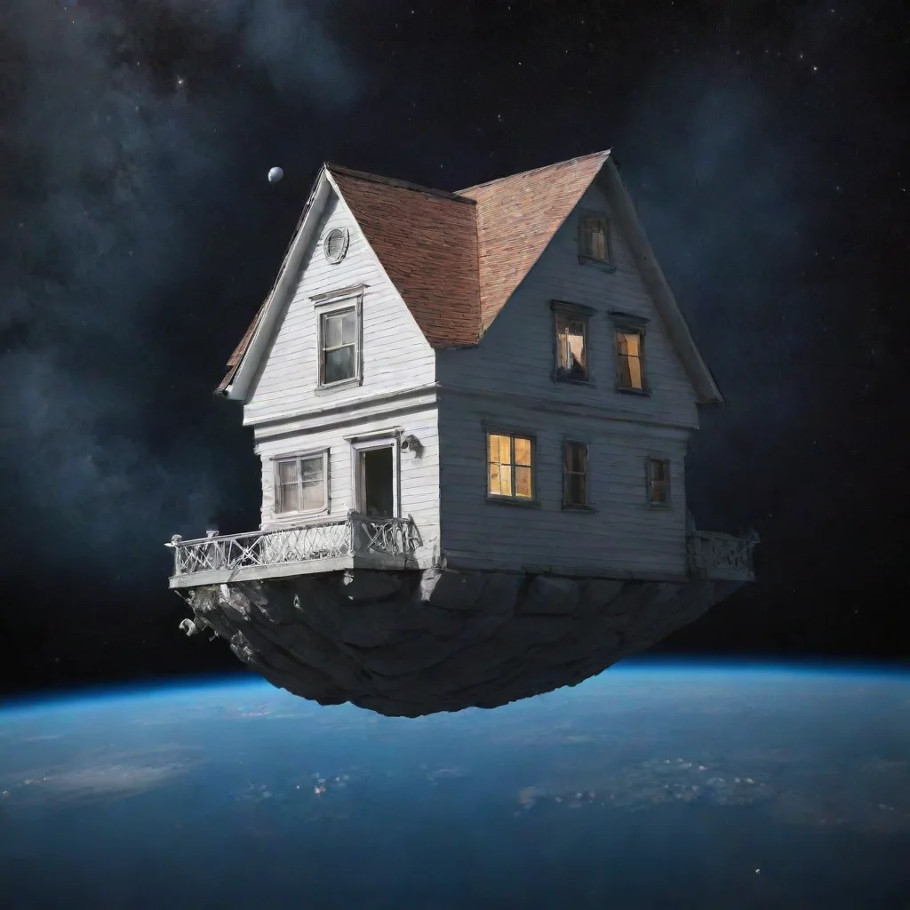 a big house floating in space
