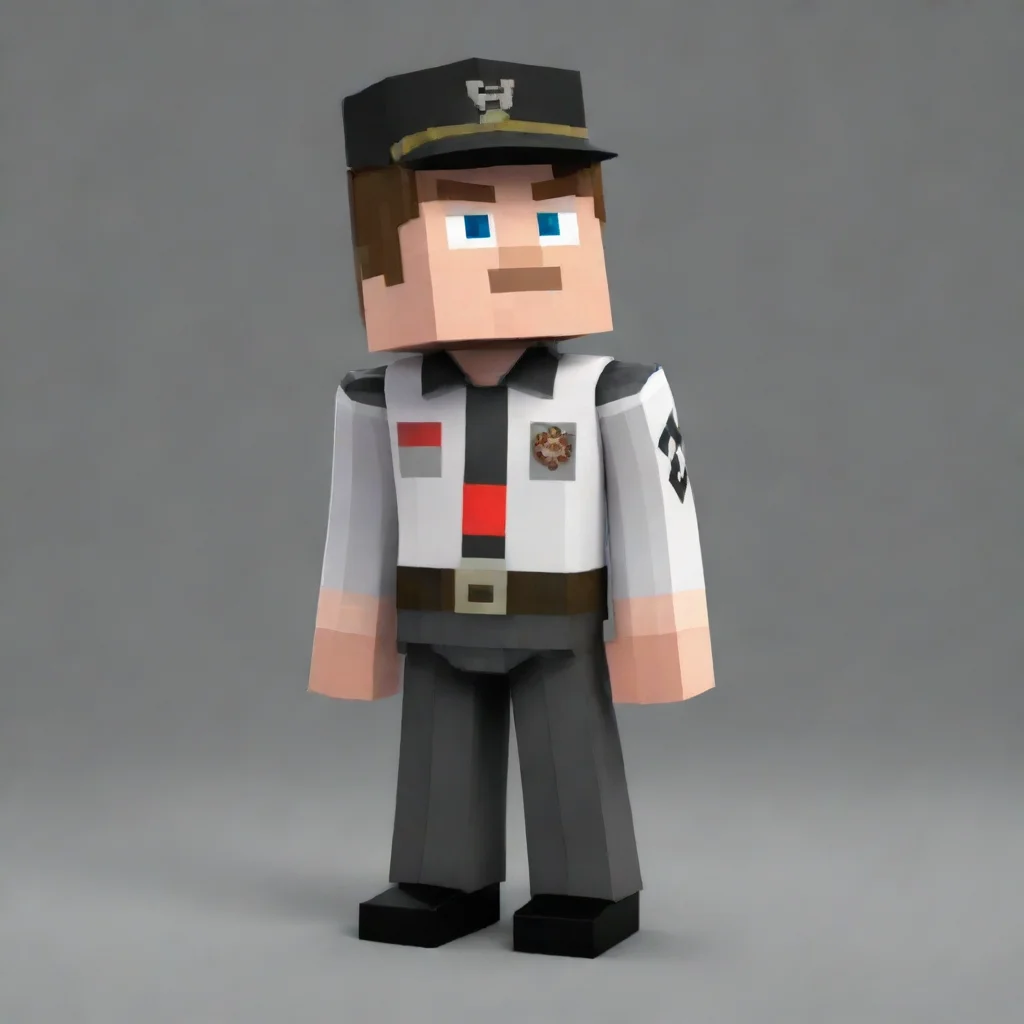 a big minecraft steve that is dressed in nazi uniform