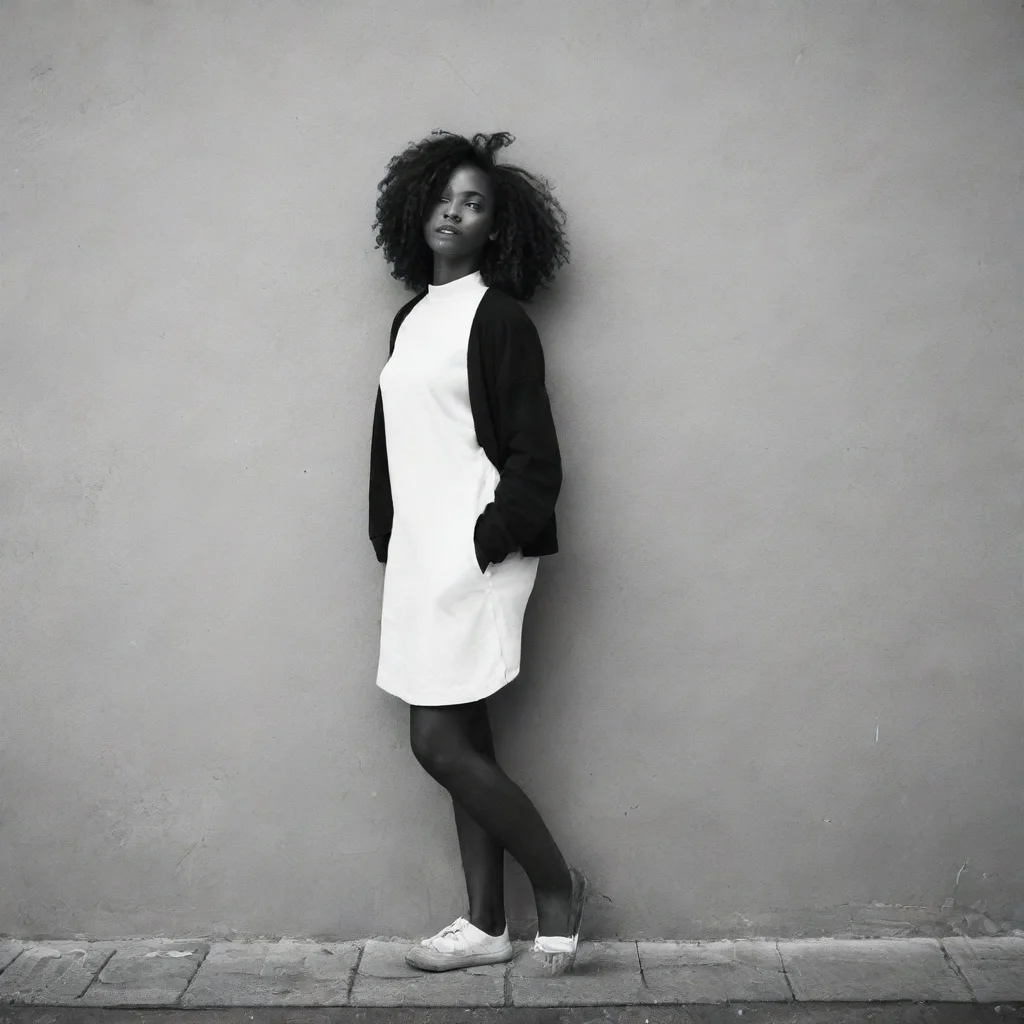 ai a black white colored women on the street wall gravity
