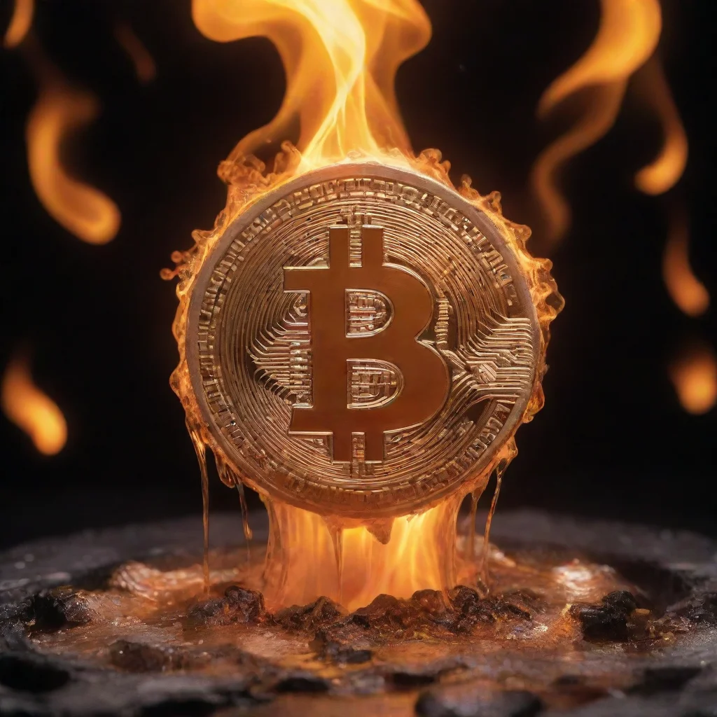 ai a blazing bitcoin melting faces wide