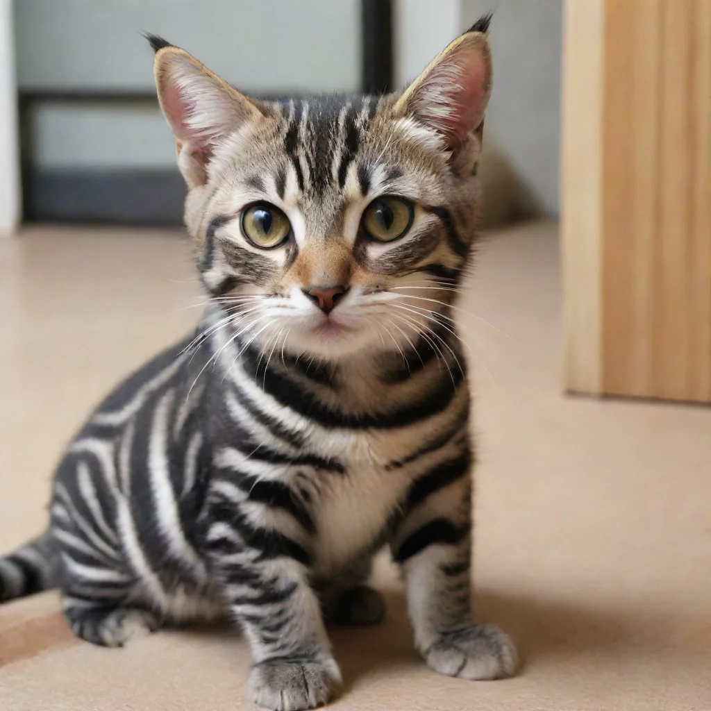 a cat looking like a zebra 