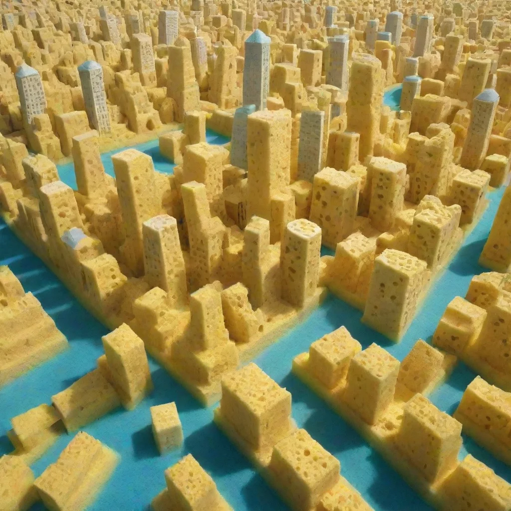ai a city made of sponge wide