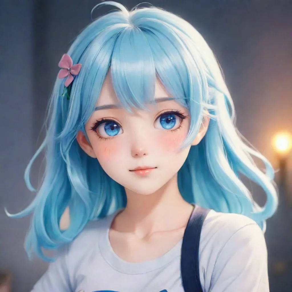 a cute anime girl with light blue hairgood looking trending fantastic 1