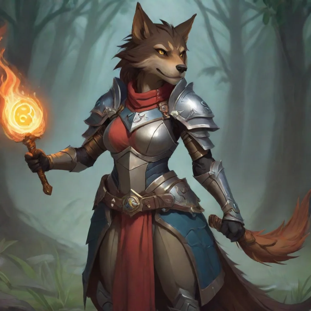ai a female worgen mage wearing dragon armor in the style of twokinds lp confident engaging wow artstation art 3