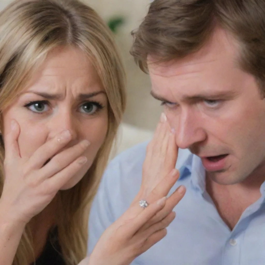 ai a frustratedwomanwho was supposedly proposed to by a manlooking on in disappointment as he presents anengagement ring wh