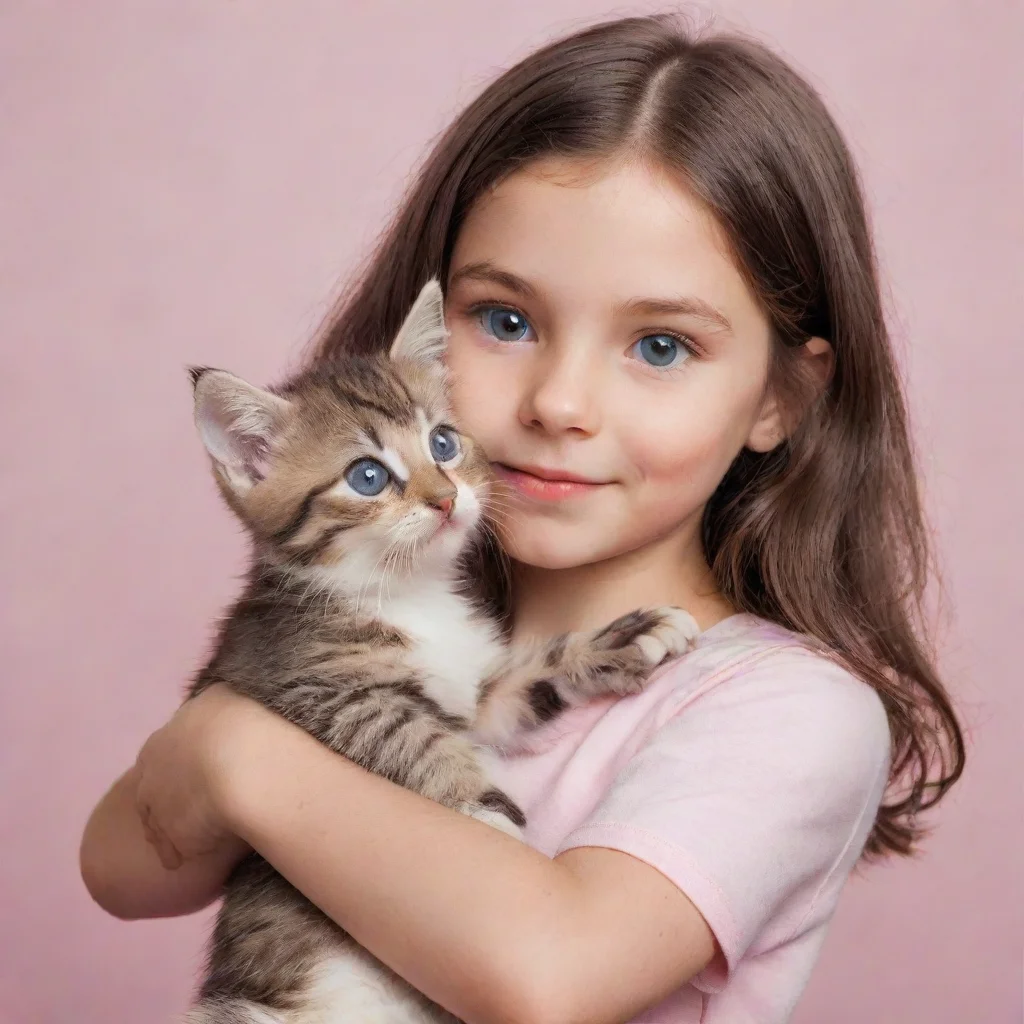 ai a girl holding a kitten