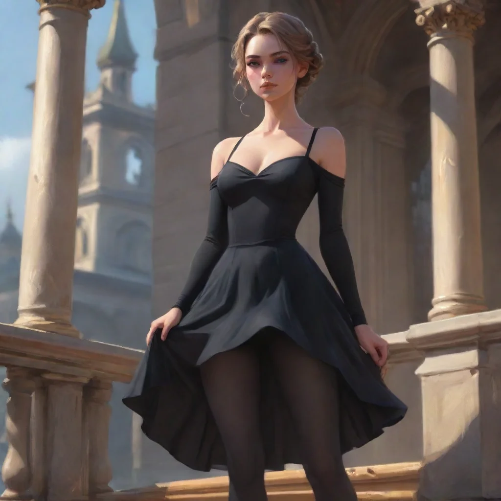 ai a girl in a black dress and tights with the utopia deck confident engaging wow artstation art 3