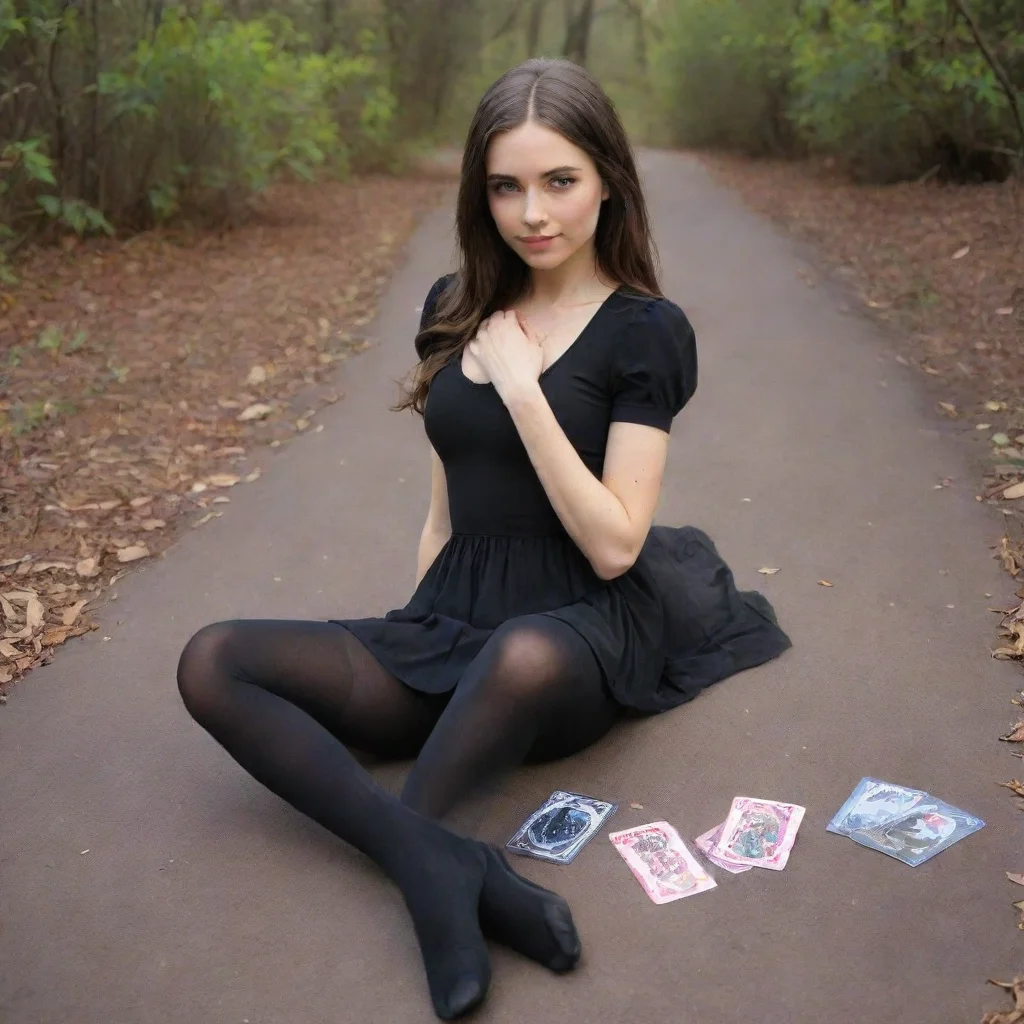 ai a girl in a black dress and tights with the utopia deck