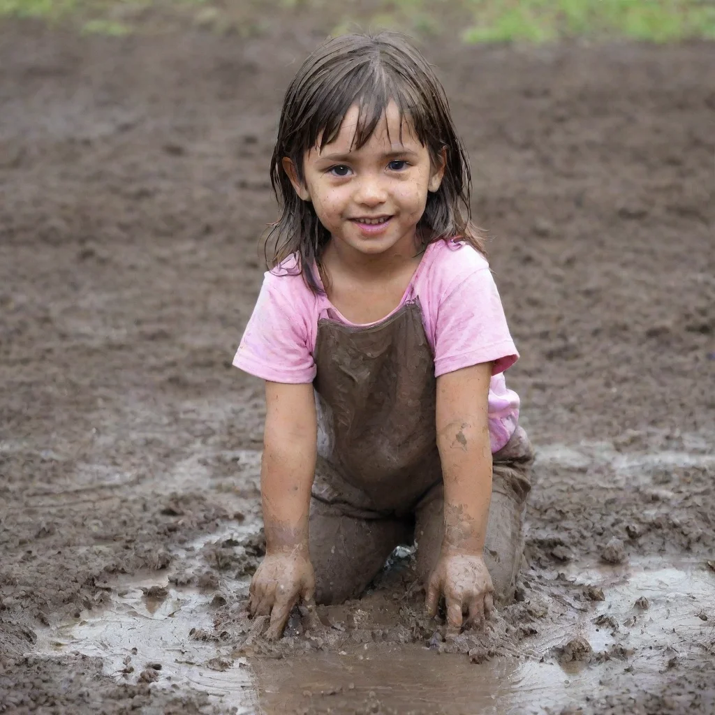 ai a girl playing in the mud