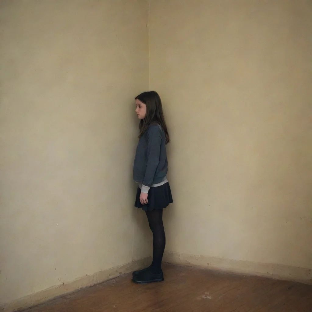 a girl standing in the corner