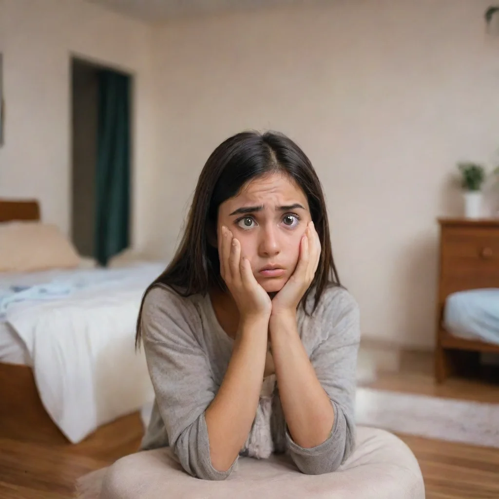 a girl struggling with strict parents alone in her roomfeeling stressed because of her parents