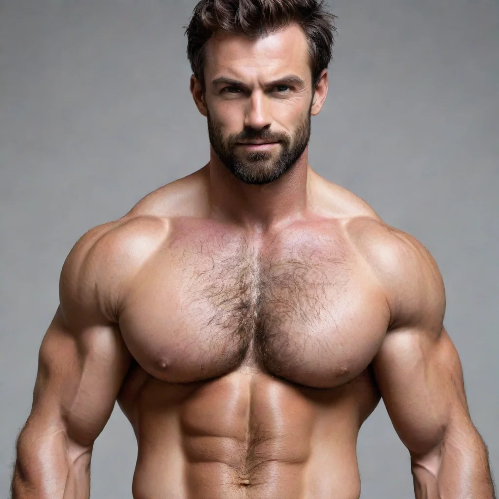 a handsome muscle man with hairy chest amazing awesome portrait 2