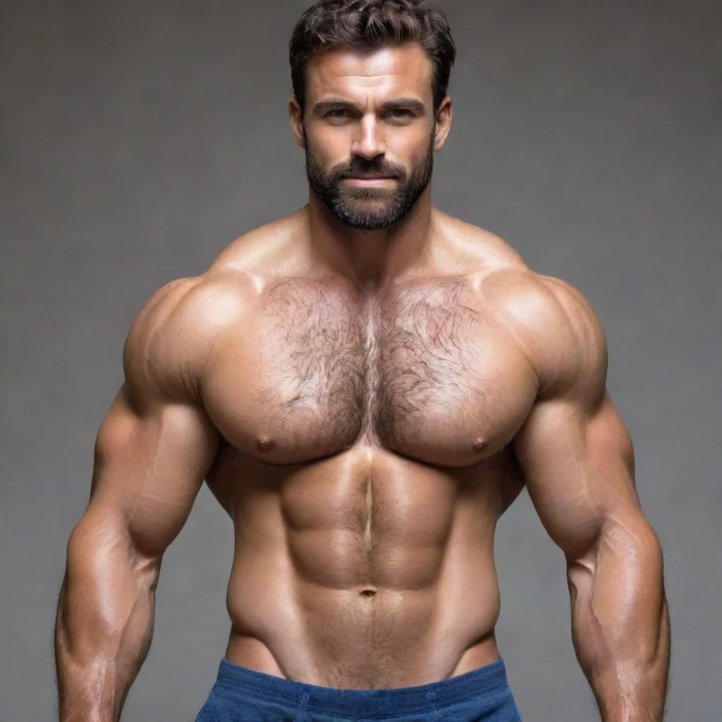 a handsome muscle man with hairy chest