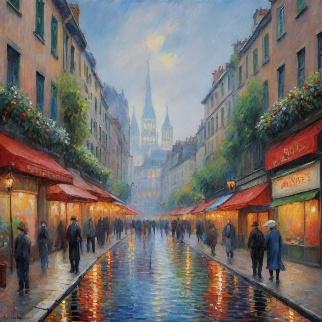 a landscape of city life in the style of monet amazing awesome portrait 2