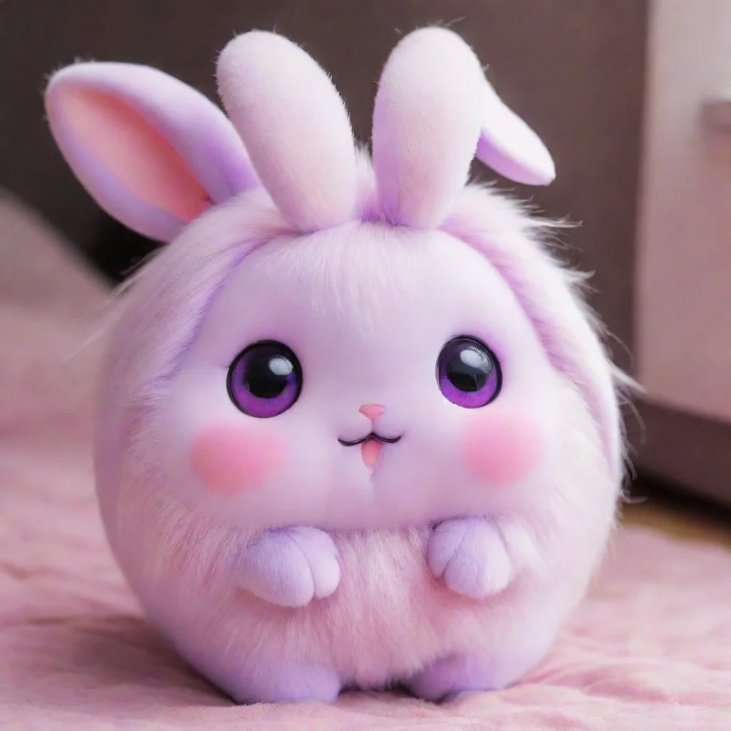ai a light purple rabbit like tamagotchi with black insides in her earspink eyesand two light purple hair tufts good lookin