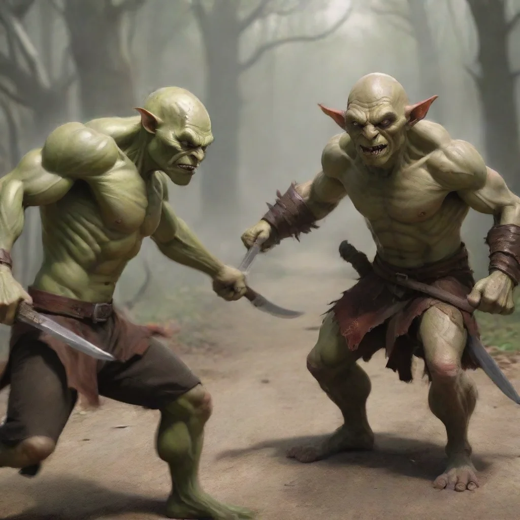 ai a man slashing towards the a goblin good looking trending fantastic 1