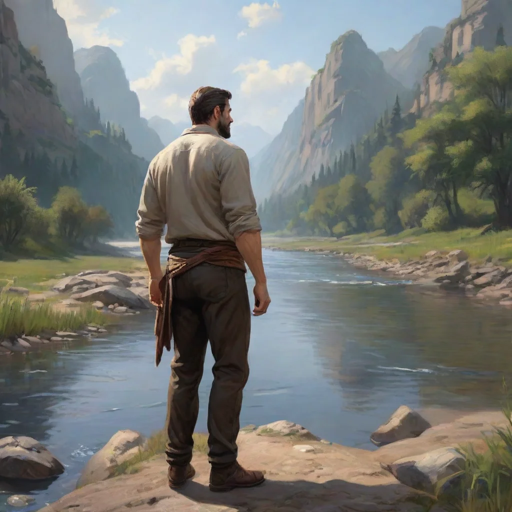 ai a man standing near river confident engaging wow artstation art 3