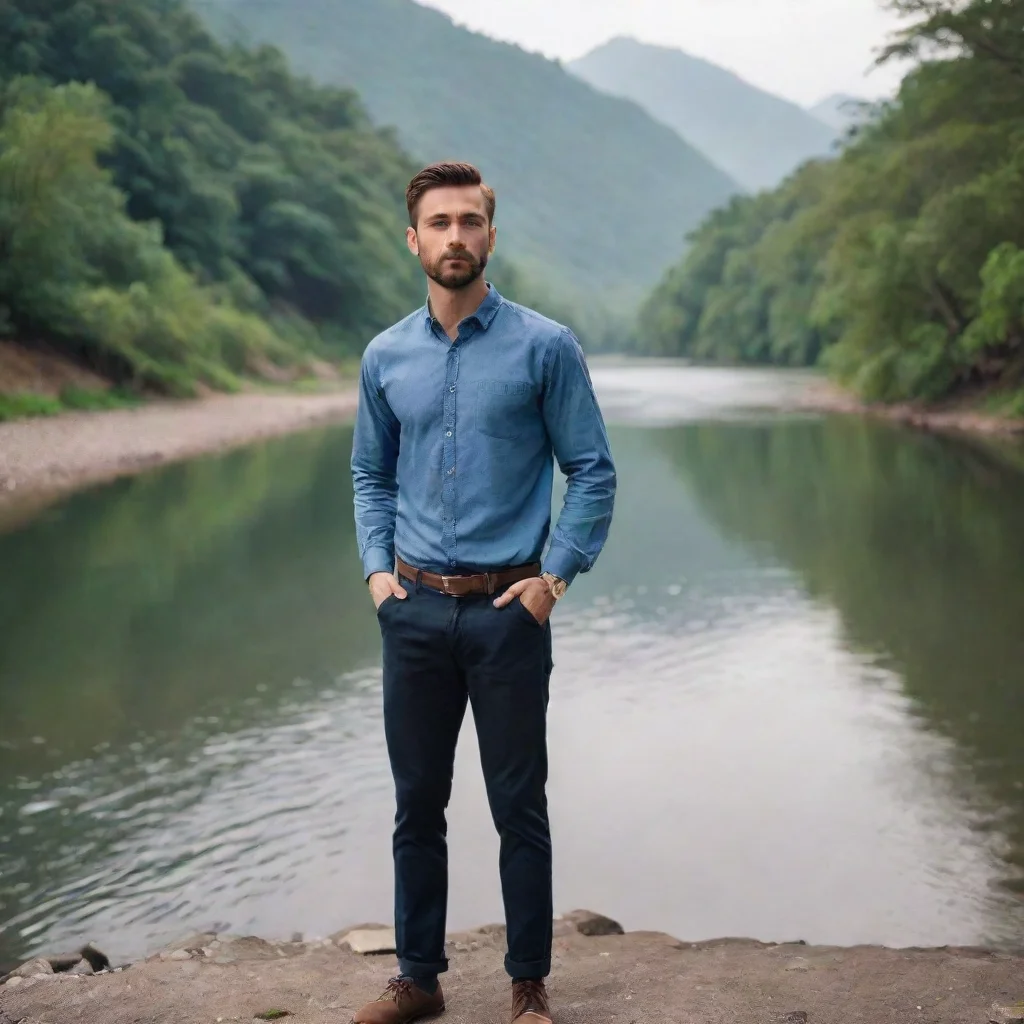 ai a man standing near river good looking trending fantastic 1