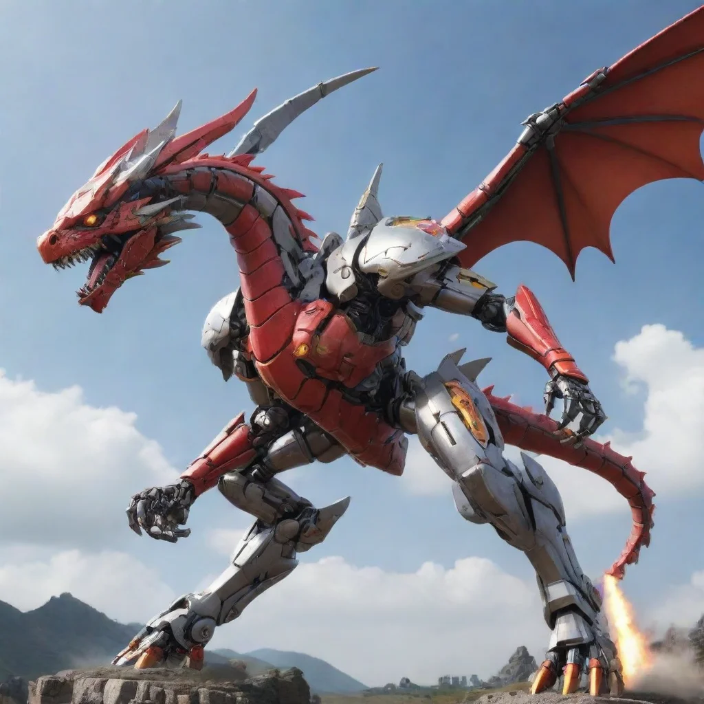  a mecha dragon flaing 