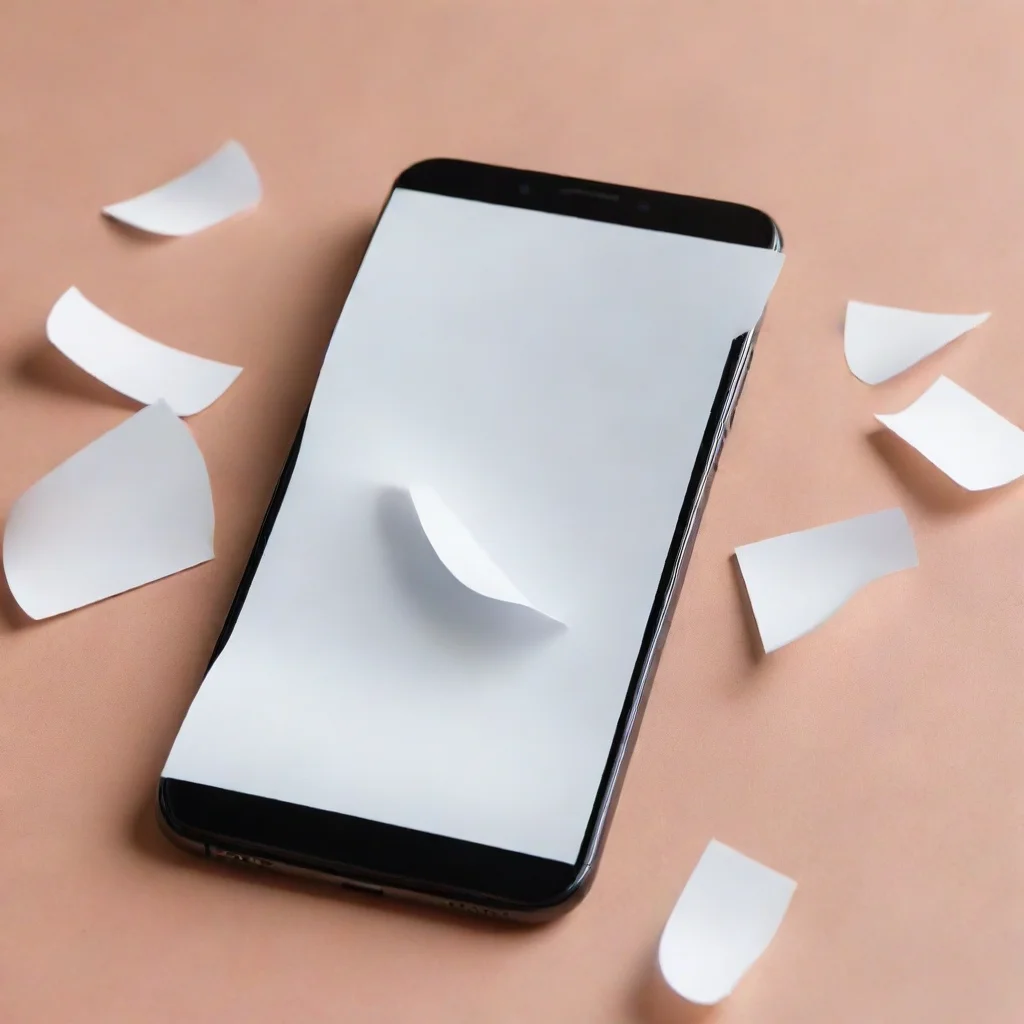 ai a mobile phone with screen shown with several pieces of paper seeming to curve into it good looking trending fantastic 1