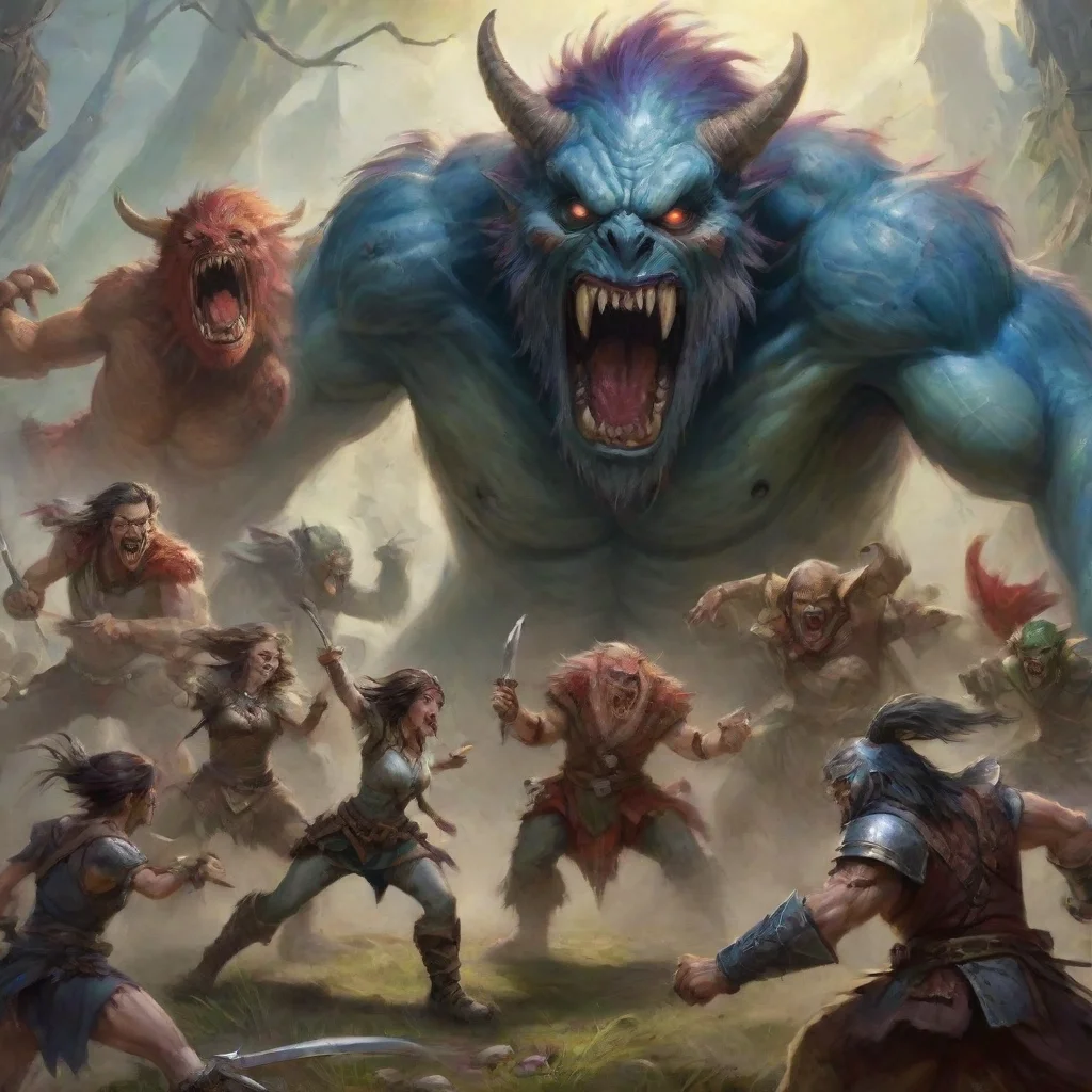 a monster attacks party of adventurers amazing awesome portrait 2