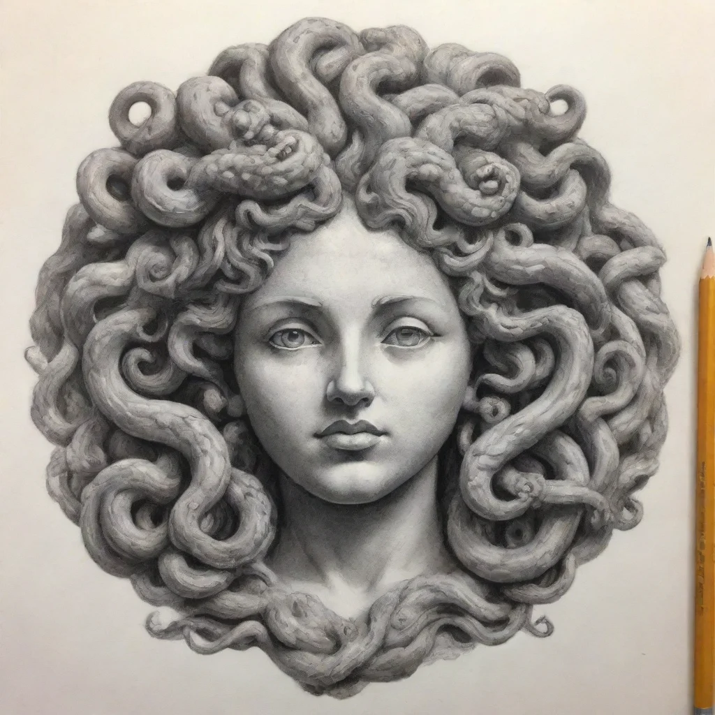 ai a pencil drawing of a stone medusa in the style of luigi serafini good looking trending fantastic 1