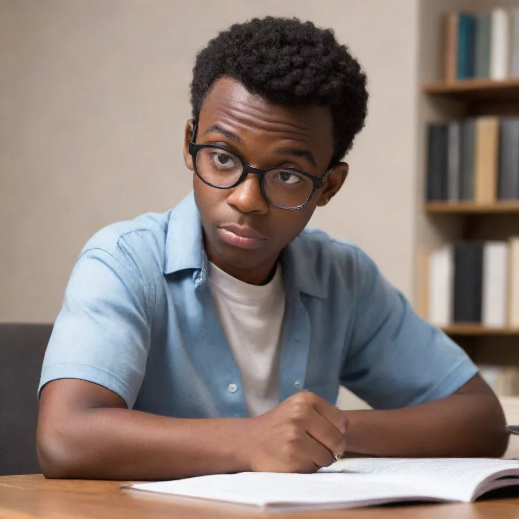 ai a picture of a nerd studying really hard named adrian and brown skin