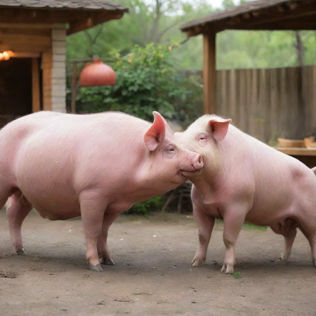 ai a pig fighting a bull who is more delicious at an outdoor kitchen good looking trending fantastic 1 wide