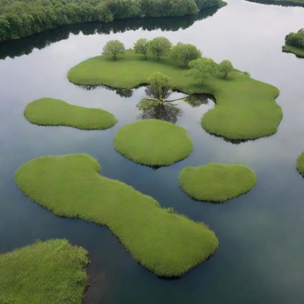 ai a pond with 6 islands amazing awesome portrait 2