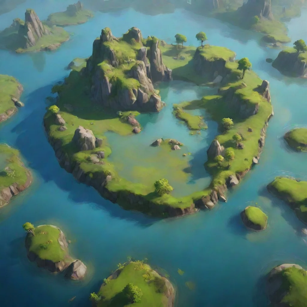 ai a pond with 6 islands confident engaging wow artstation art 3