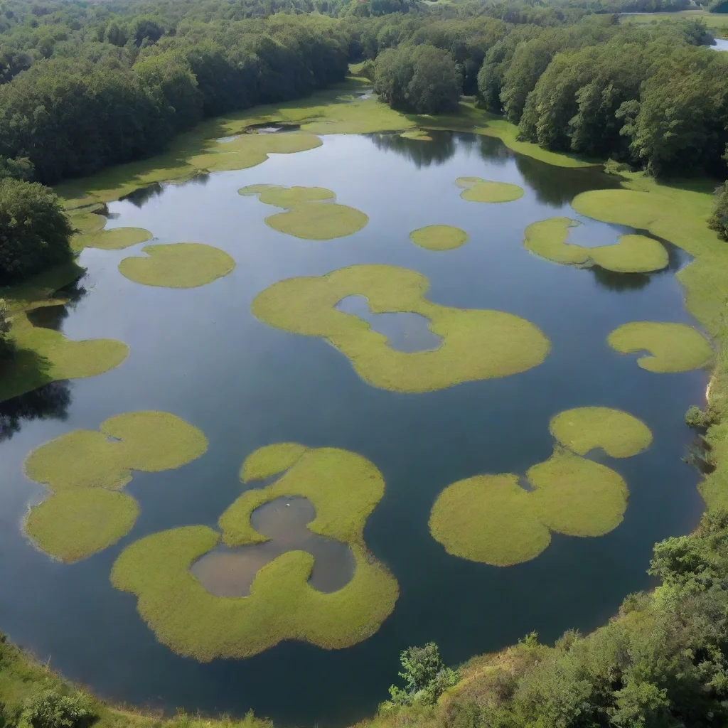 ai a pond with 6 islands