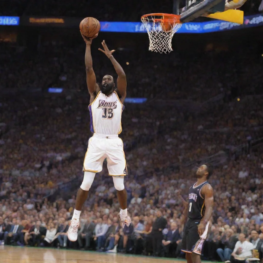 ai a realistic wizard slamdunking in an nba final