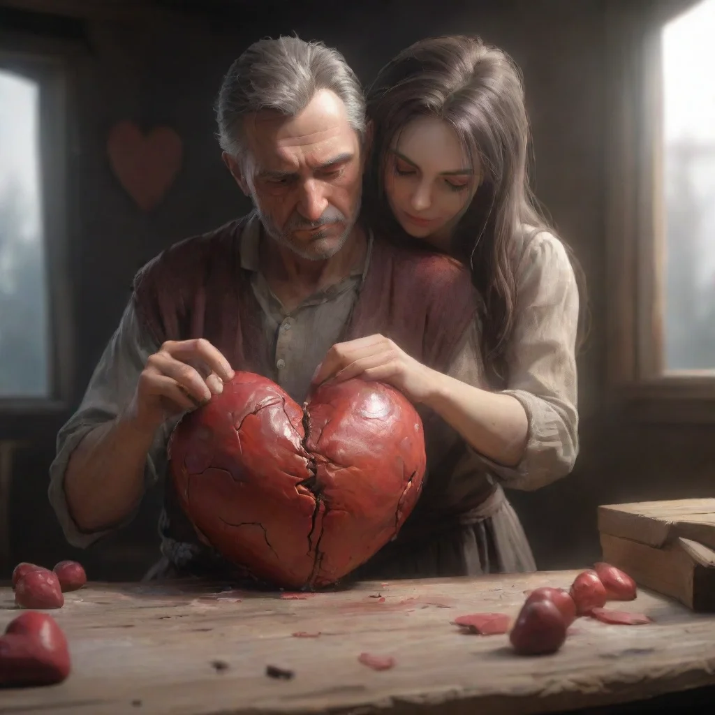  a sad lonely mancutting out the heart of his beloved wifeconfident engaging wow artstation art 3