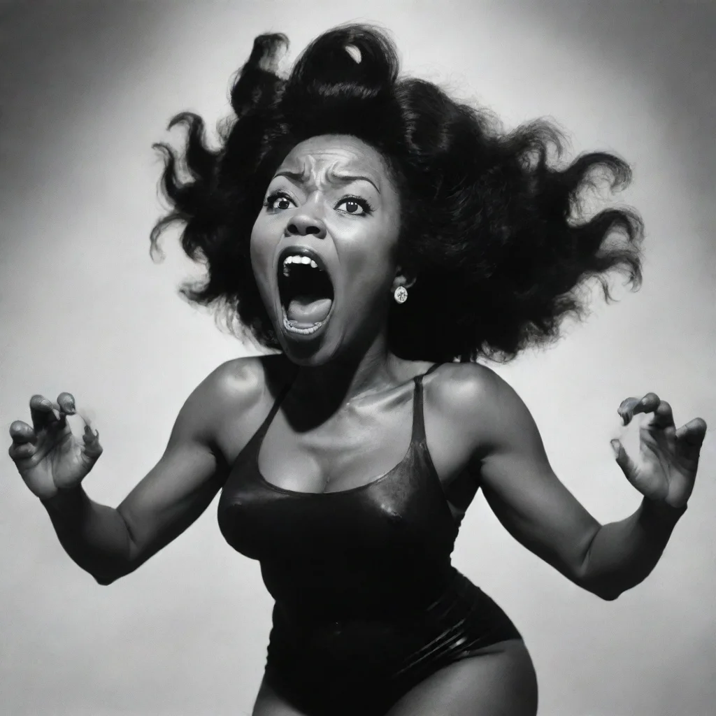 ai a screaming black woman in the style of kazuo umezu