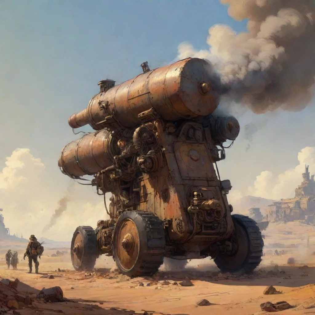 ai a smoking cannon designed by george lucas on a battlefield moebius ghibli ian mcque wallpaper wide