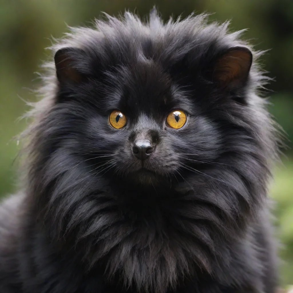 ai a thick long furred black slugpup with yellow eyesamazing awesome portrait 2