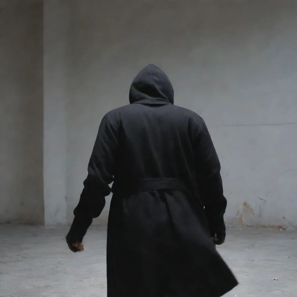 ai a thief is standing in the center of frame shwoing his back