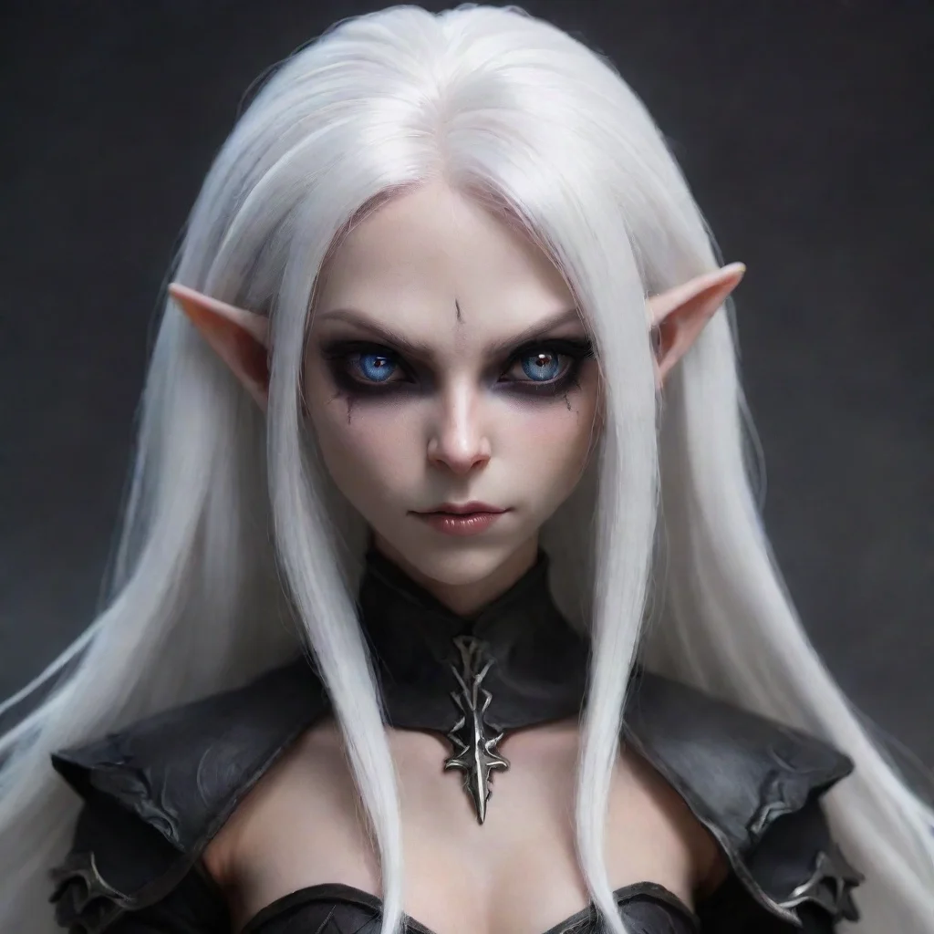 a white haired dark elf with a cute sadistic face amazing awesome portrait 2