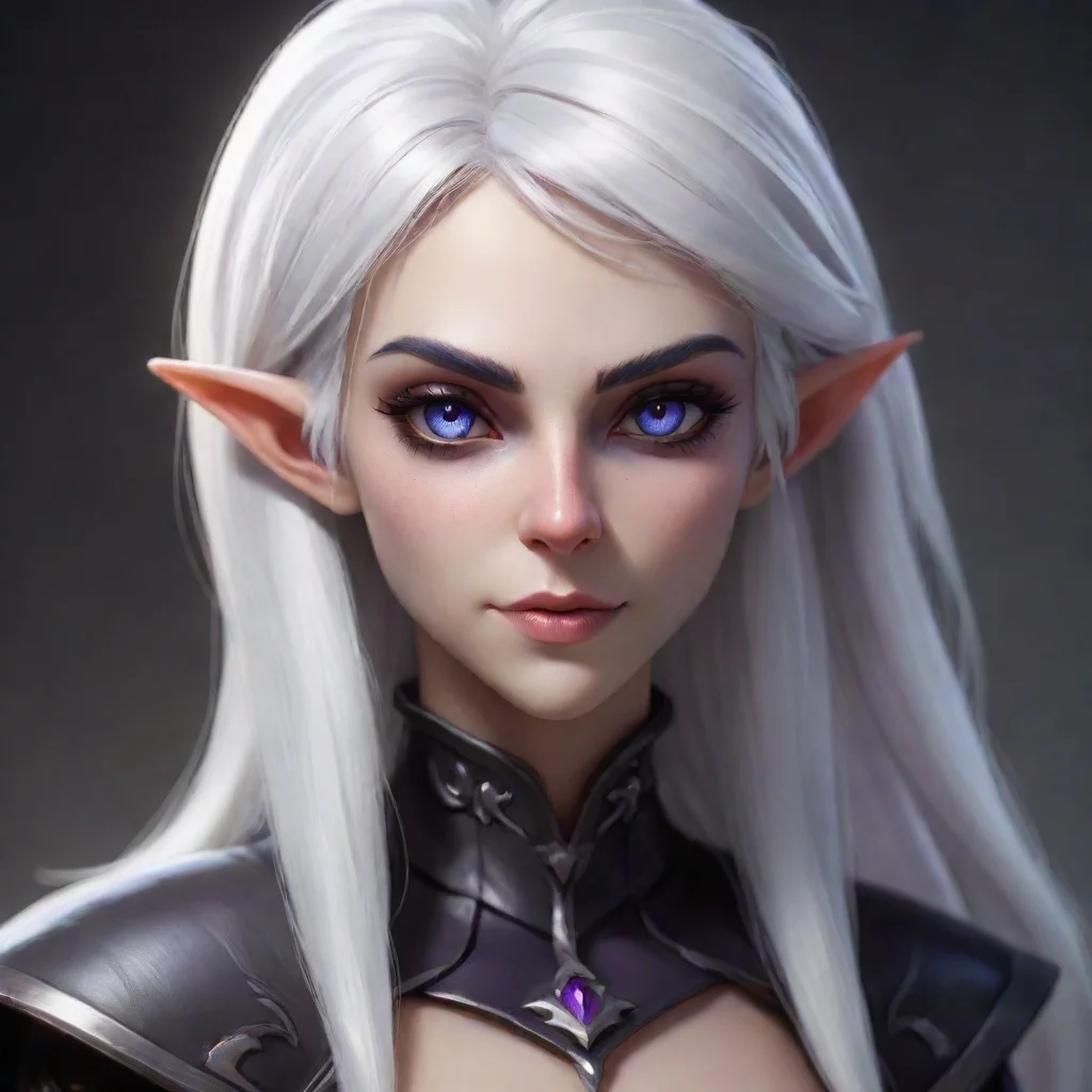 ai a white haired dark elf with a cute sadistic face confident engaging wow artstation art 3